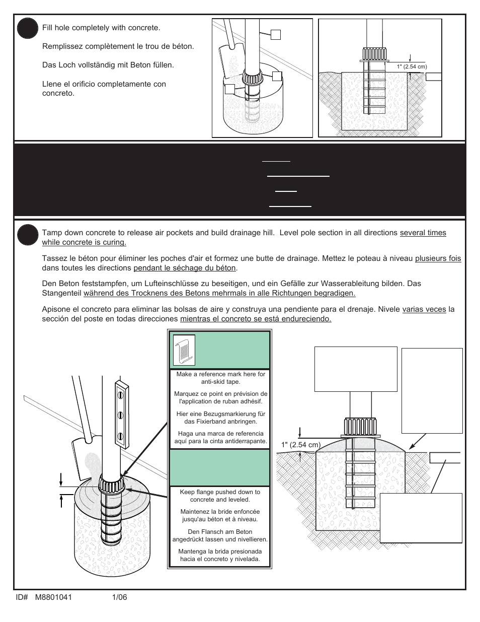 Important, Wichtig, Importante | 1" (2.54 cm) | Spalding M8801041 User Manual | Page 16 / 35