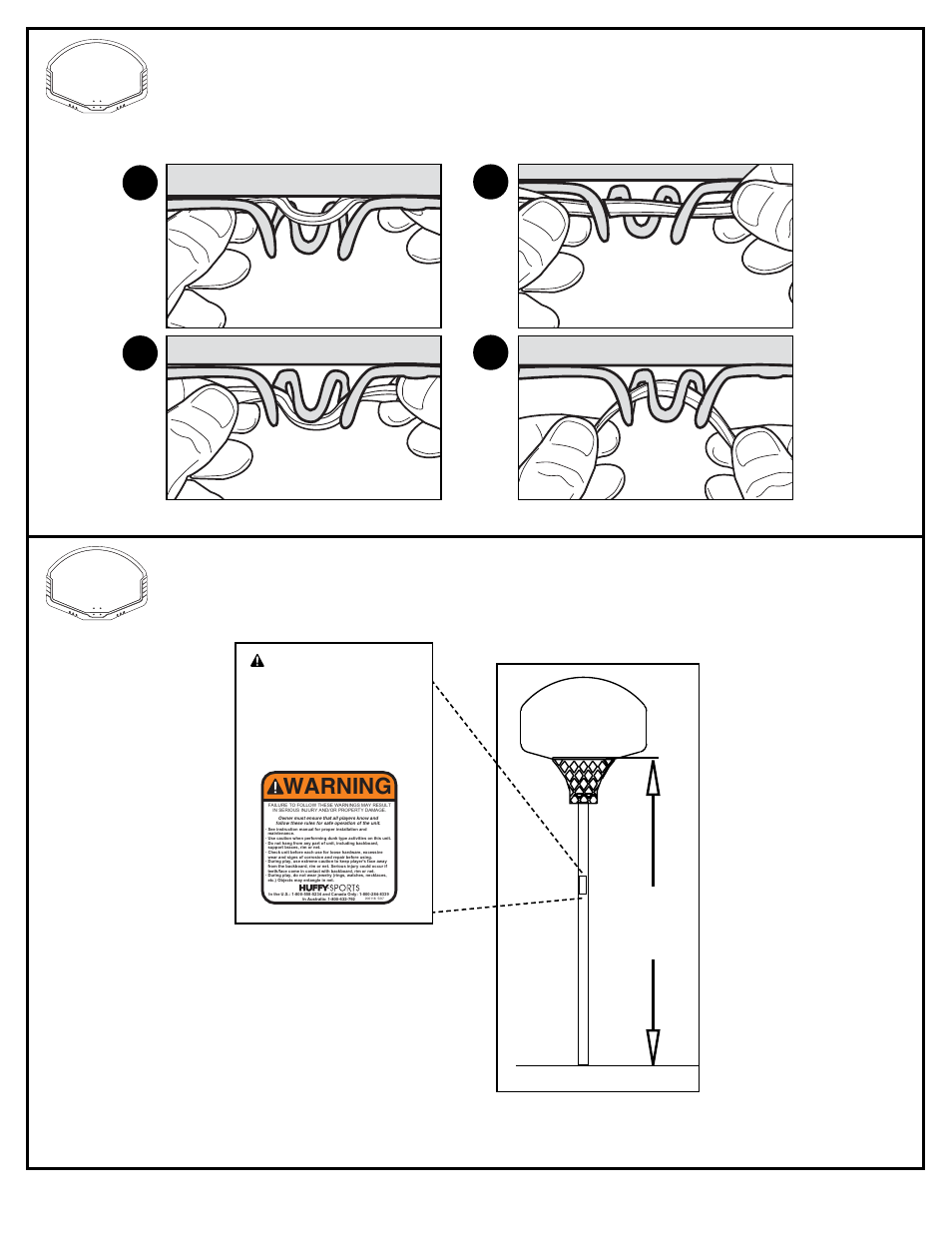 Warning, Install net (7) | Spalding M800001 User Manual | Page 6 / 6