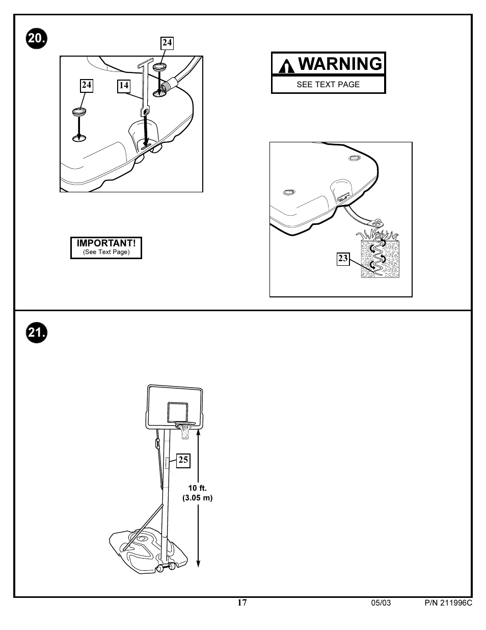 Warning | Spalding 211996C User Manual | Page 17 / 17