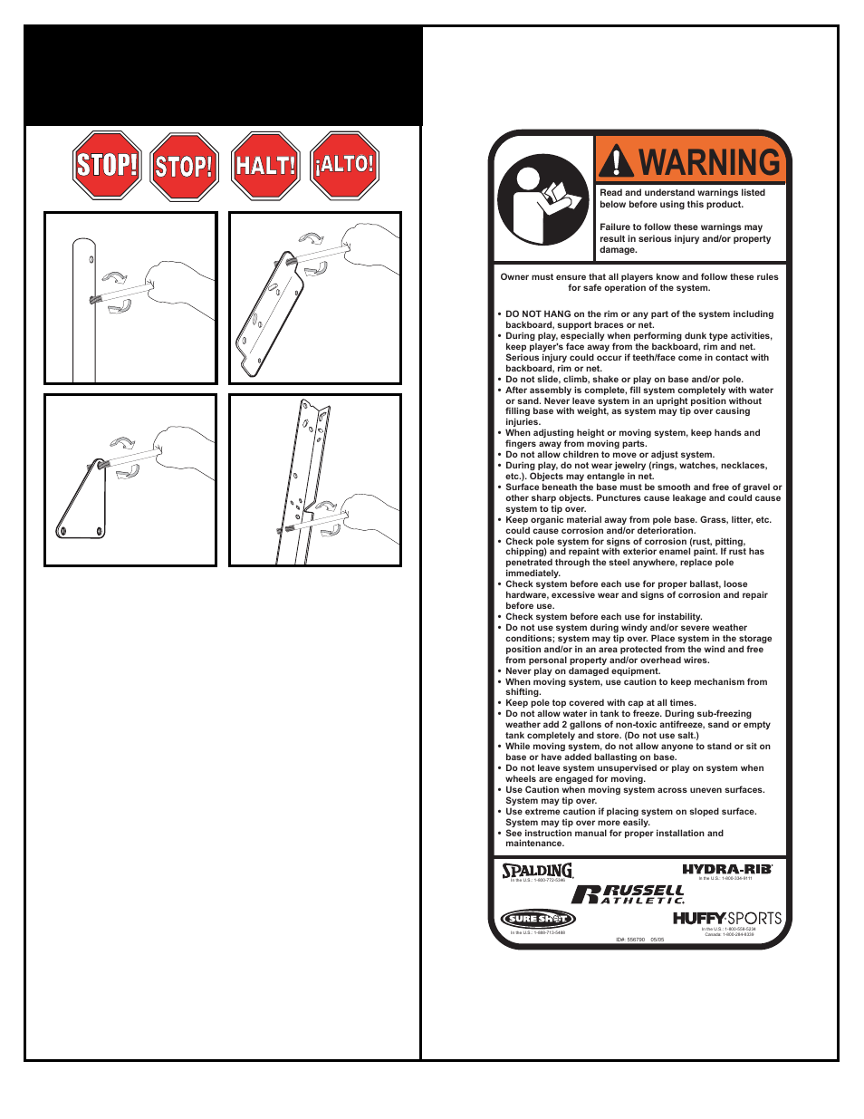 Warning, Stop, Halt | Alto! alto! ¡alto | Spalding M722154 User Manual | Page 4 / 37