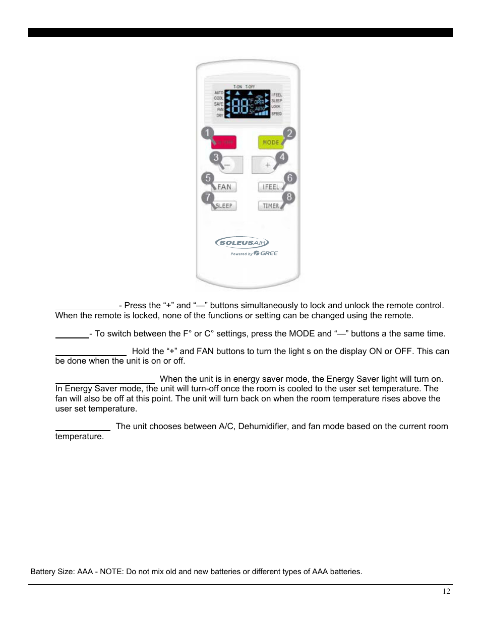 Operating your air conditioner | Soleus Air Electroni Window Air Conditioner GM-WAC-10ESE-C User Manual | Page 13 / 20
