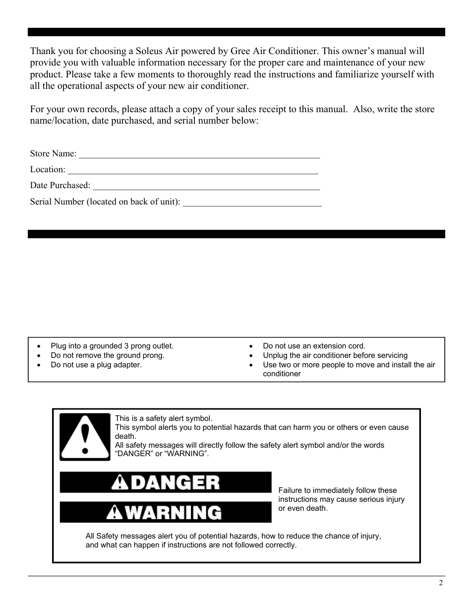 Important safety instructions | Soleus Air Electroni Window Air Conditioner GM-WAC-10ESE-C User Manual | Page 3 / 20