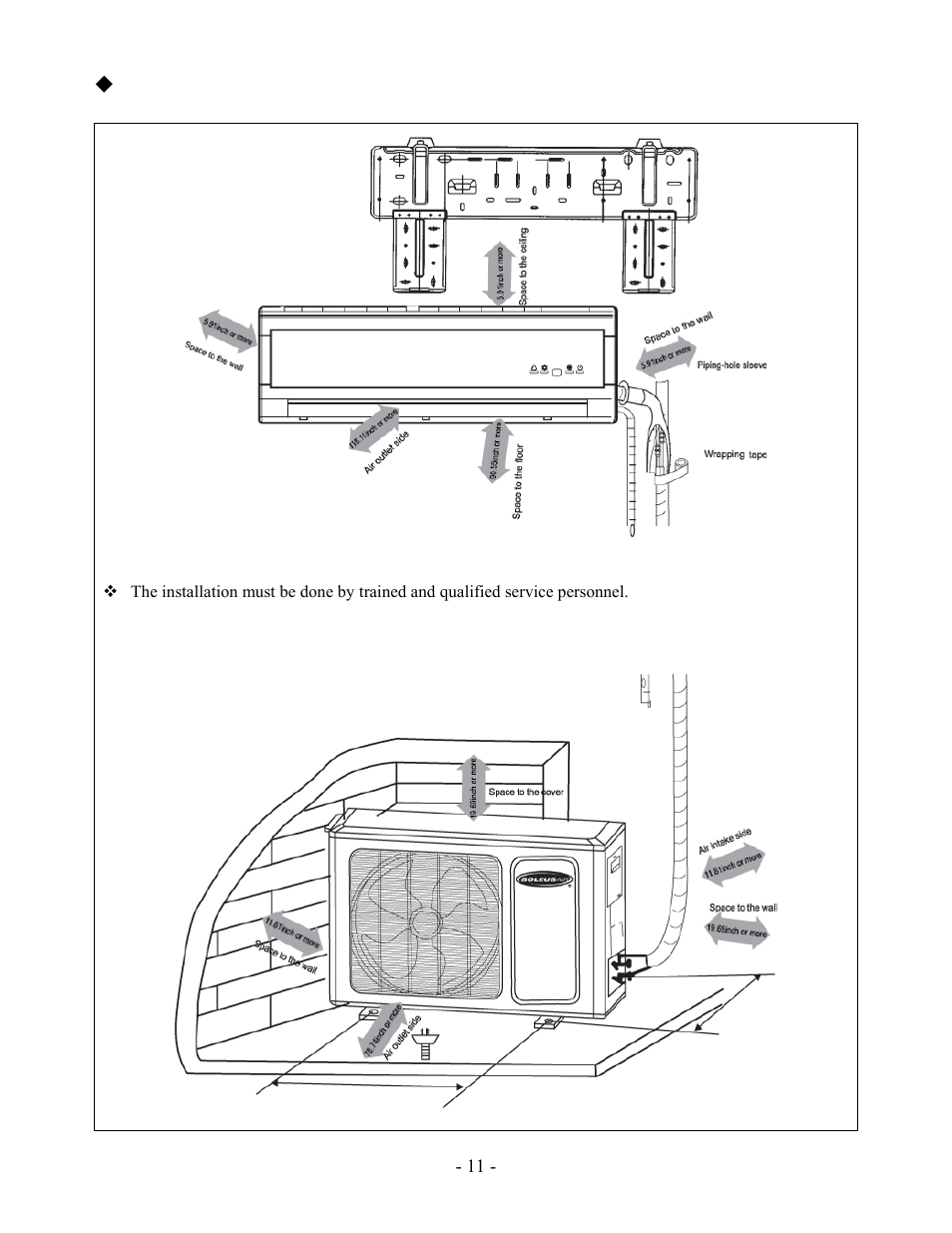 Installation dimension diagram | Soleus Air KFHHP-12-OD User Manual | Page 13 / 26