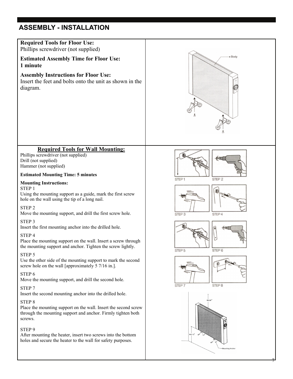 Assembly - installation | Soleus Air 3092402 User Manual | Page 7 / 11