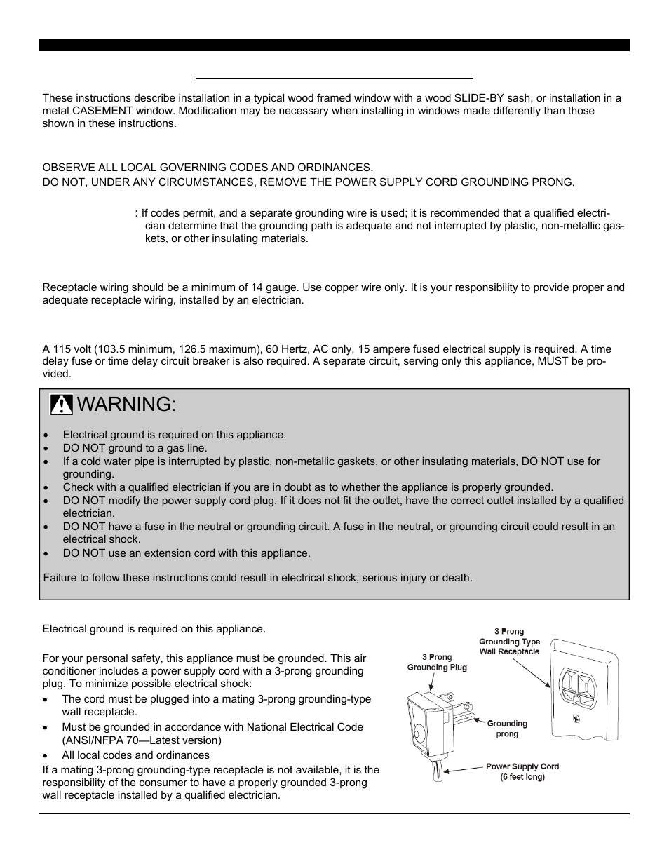 Important safety instructions, Warning | SoleusAir SG-CAC-10SE User Manual | Page 4 / 23