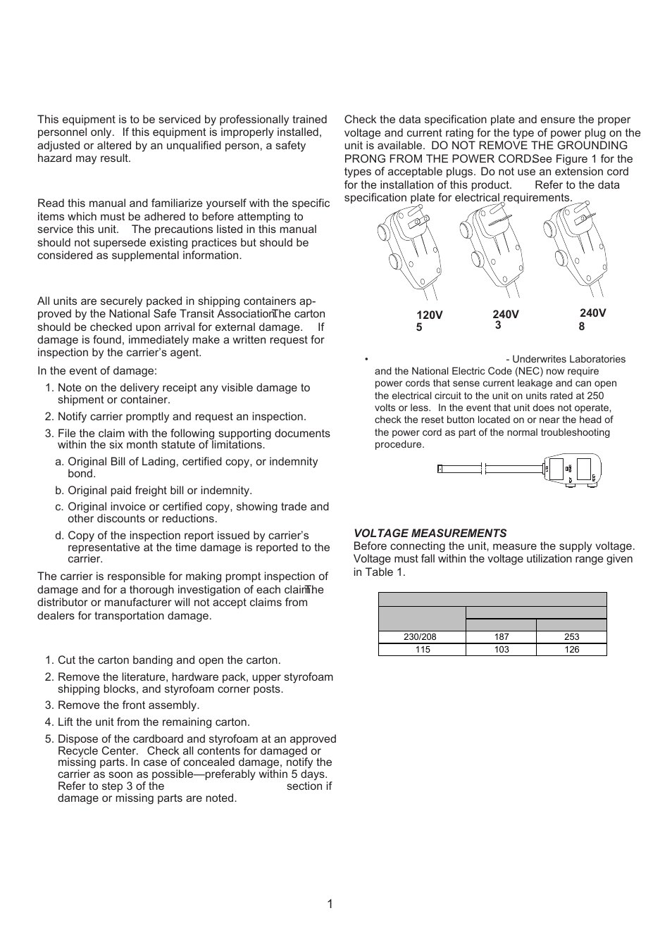 Transportation damage, Unpacking the unit, Operating instructions | Soleus Air SG-TTW-09HC-26 User Manual | Page 3 / 16