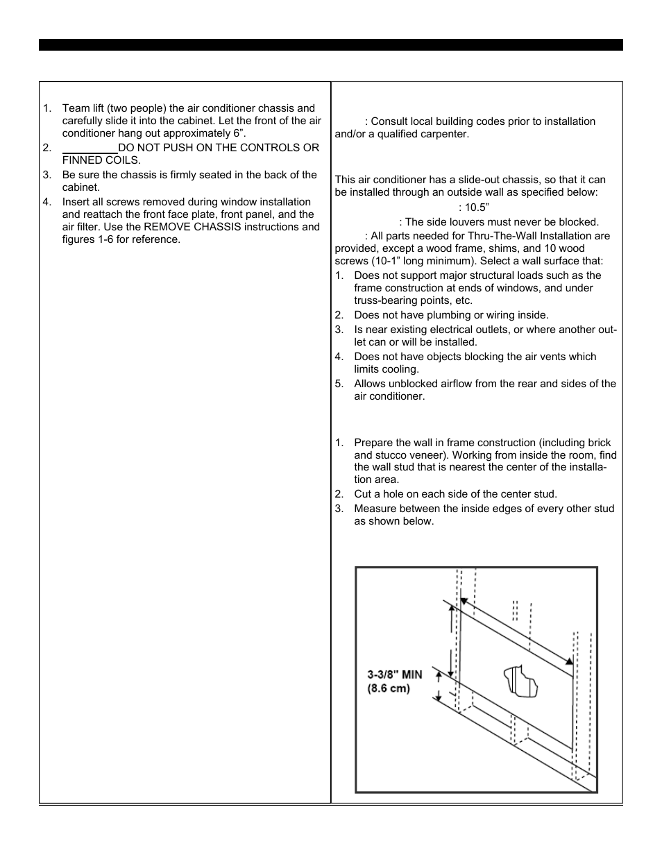 Assembly & installation (cont.), Thru-the-wall installation | Soleus Air SG-WAC-12HCE User Manual | Page 11 / 20