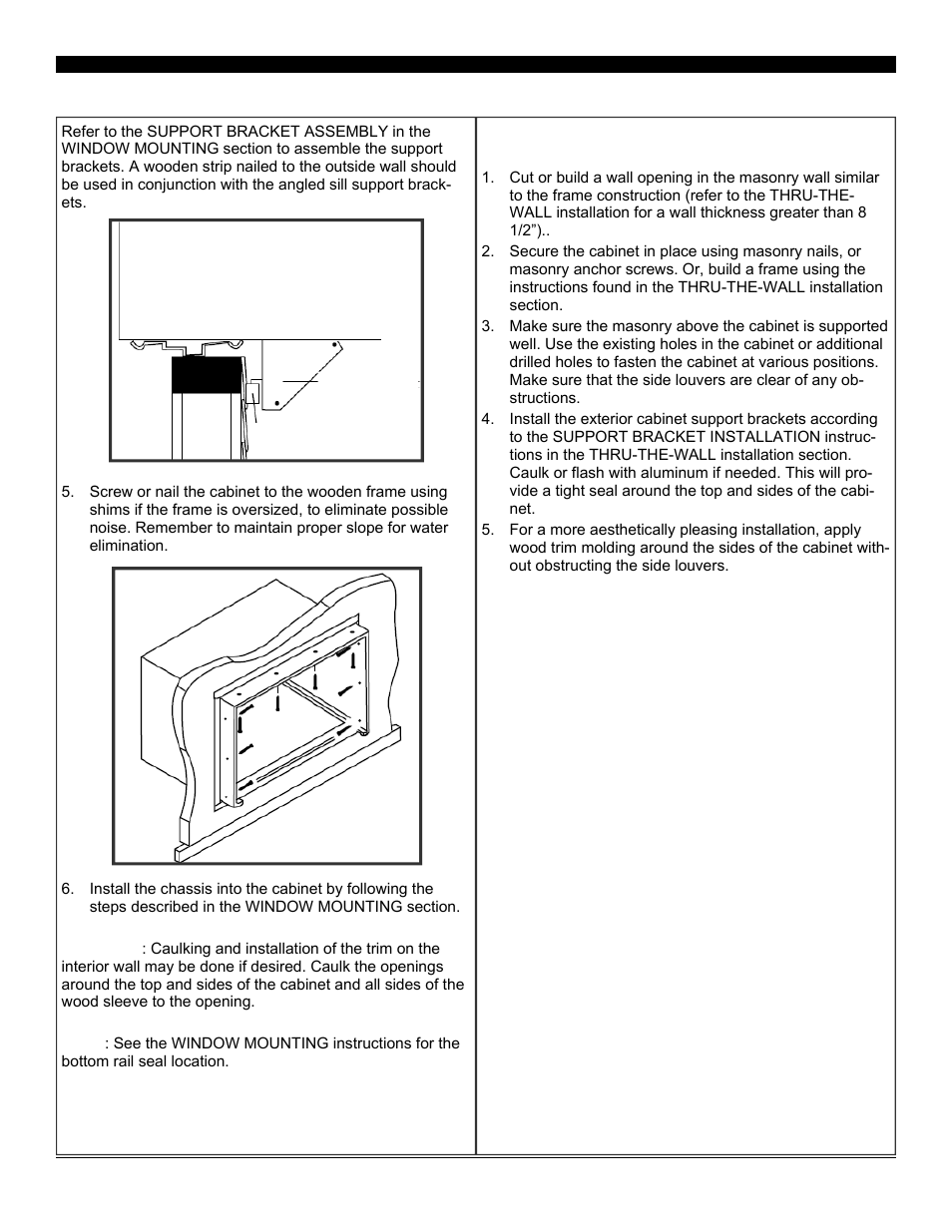 Assembly & installation - thru-the-wall (cont.), Masonry construction | Soleus Air SG-WAC-12HCE User Manual | Page 13 / 20