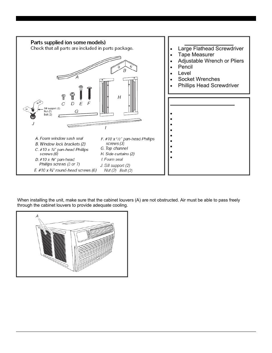 Parts list, Parts list tools needed | Soleus Air SG-WAC-12HCE User Manual | Page 4 / 20