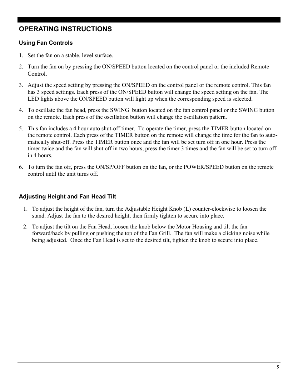 Soleus Air FS3-40R-30 User Manual | Page 5 / 7