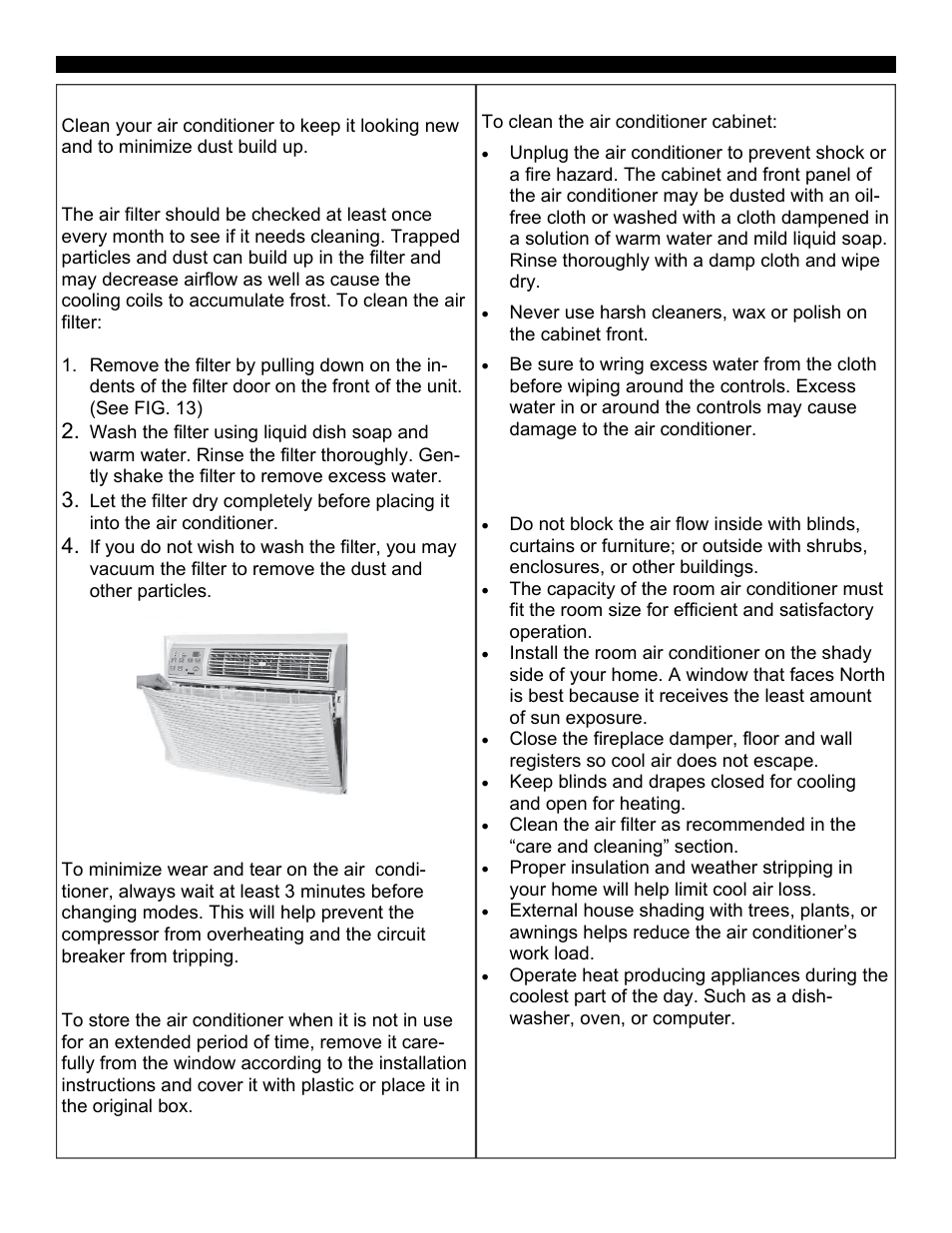 Taking care of your air conditioner | SoleusAir SG-TTW-12ESEZ User Manual | Page 12 / 15