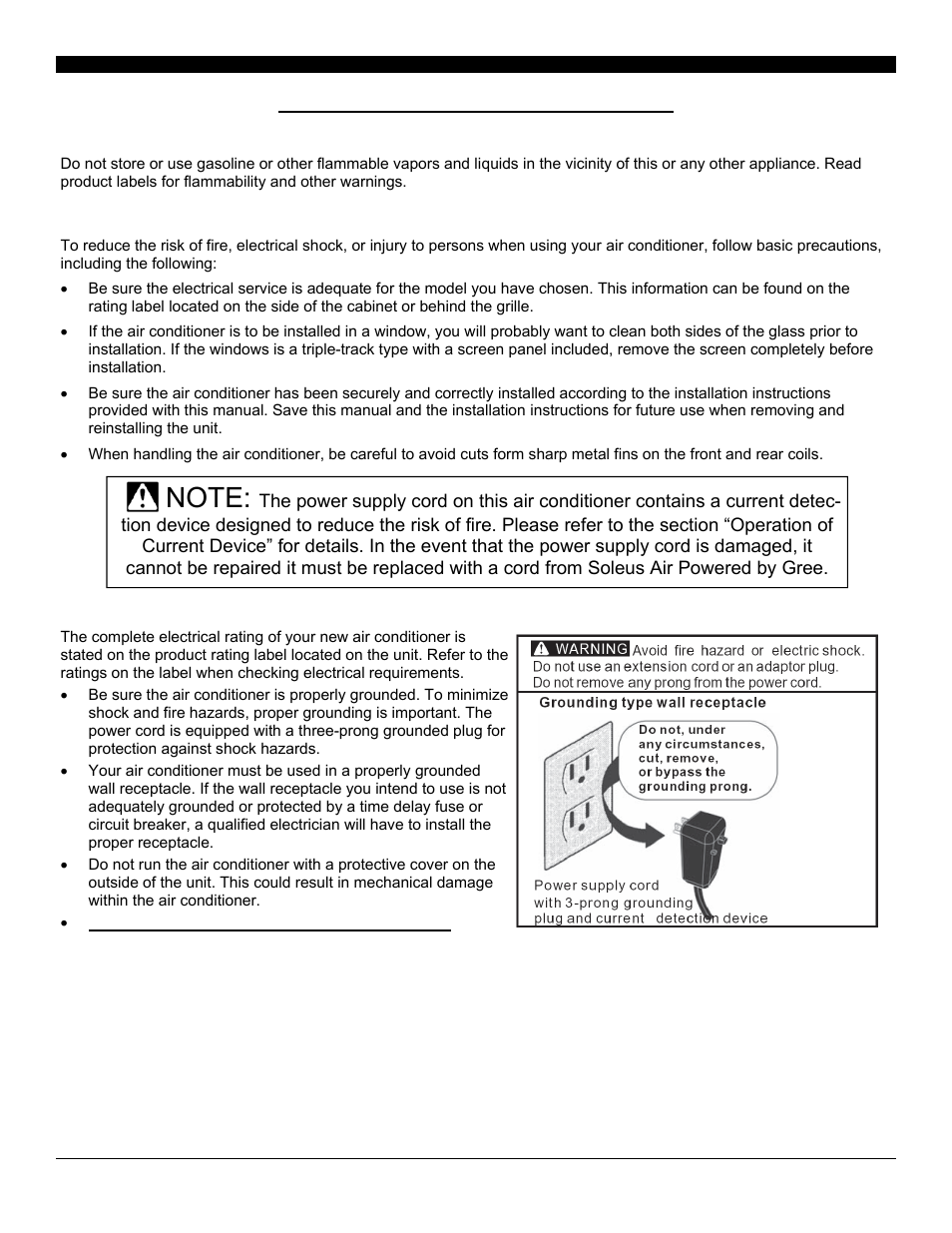 Important safety instructions | SoleusAir SG-TTW-12ESEZ User Manual | Page 3 / 15