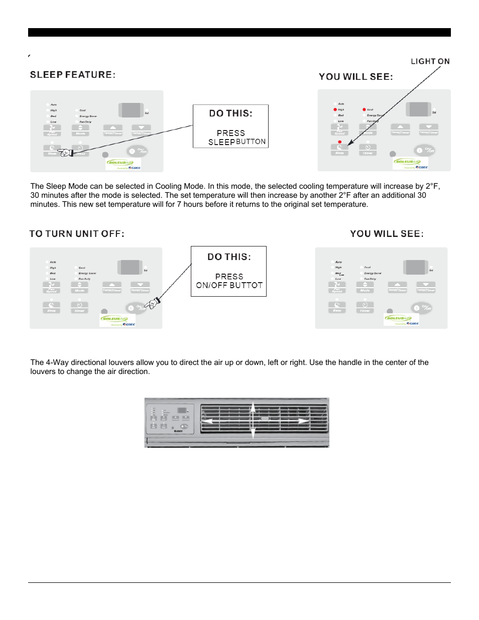 Operating your air conditioner | SoleusAir SG-TTW-12ESEZ User Manual | Page 9 / 15