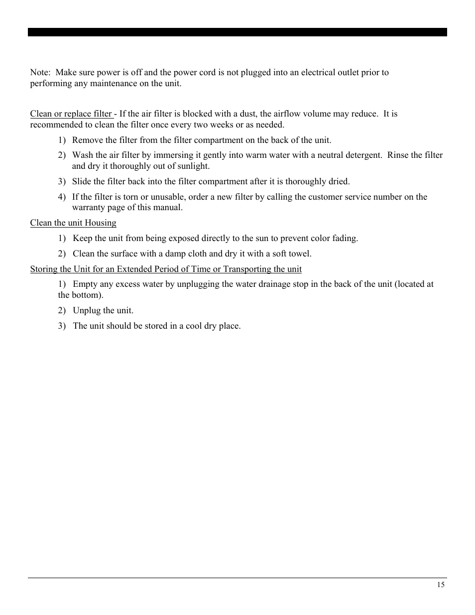 Maintenance | Soleus Air PH3-10R User Manual | Page 15 / 16