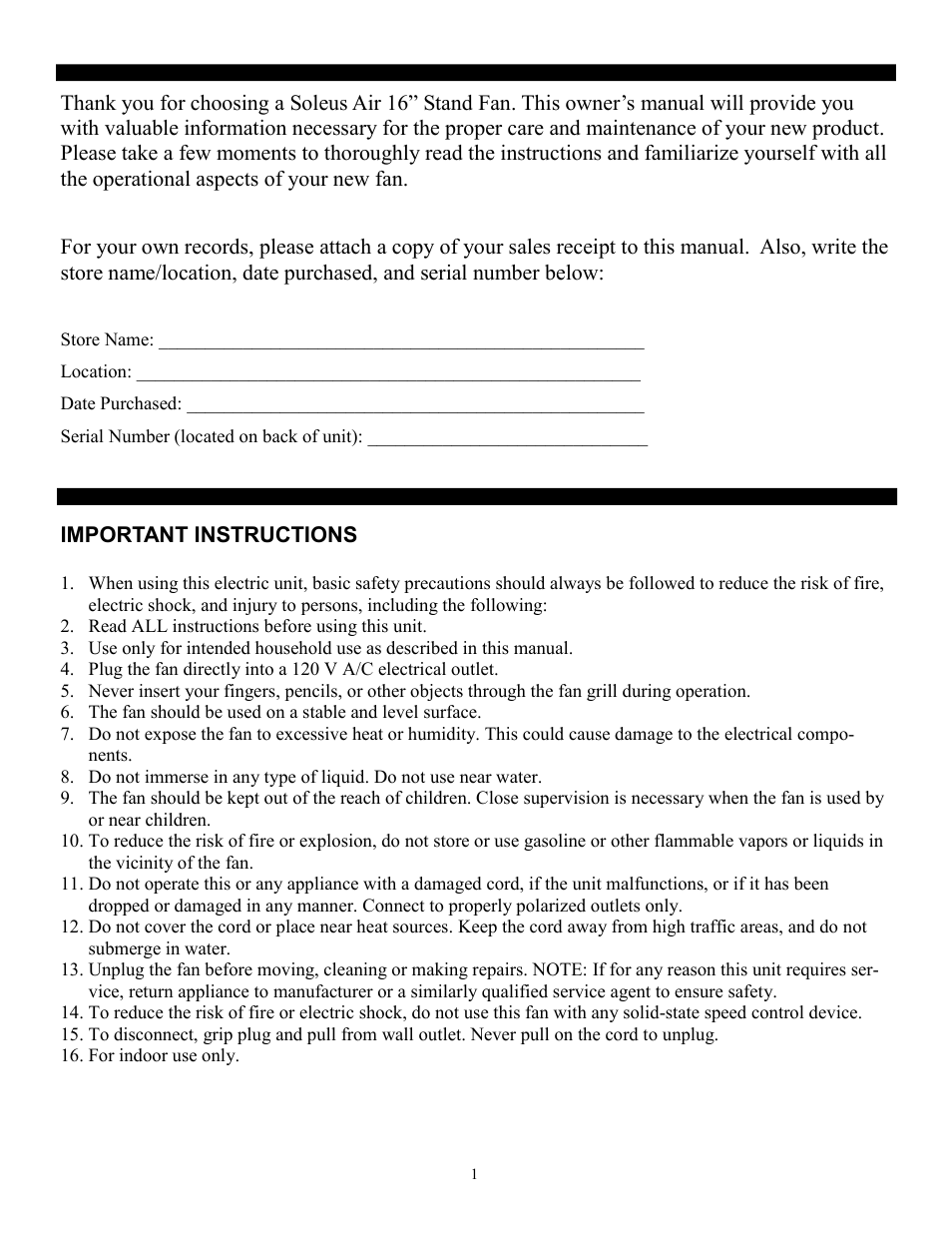 Soleus Air FS1-40R-33 User Manual | Page 2 / 8