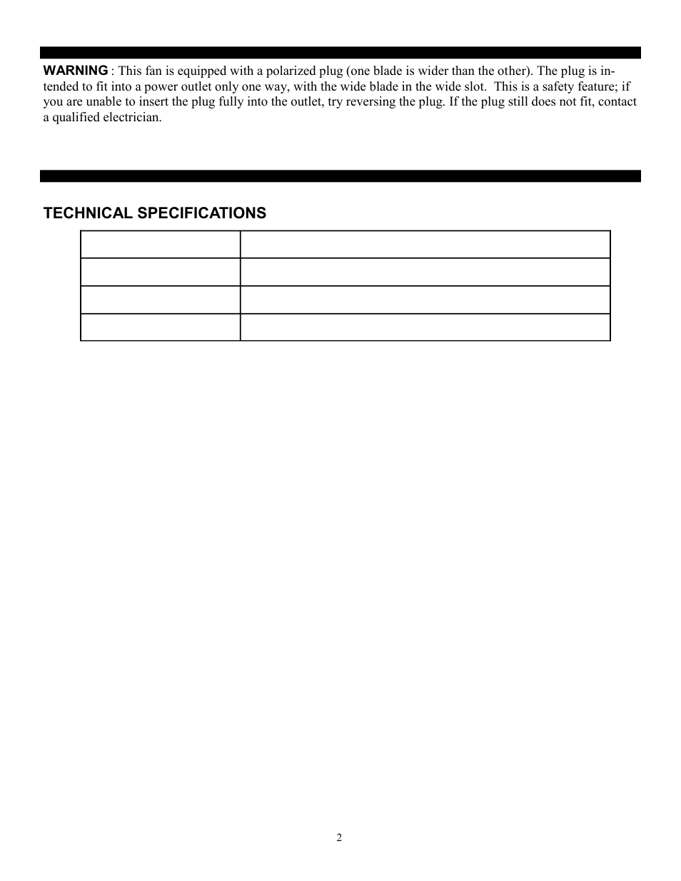Technical specifications | Soleus Air FS1-40R-33 User Manual | Page 3 / 8