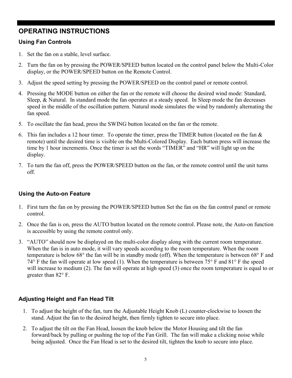 Soleus Air FS1-40R-33 User Manual | Page 6 / 8