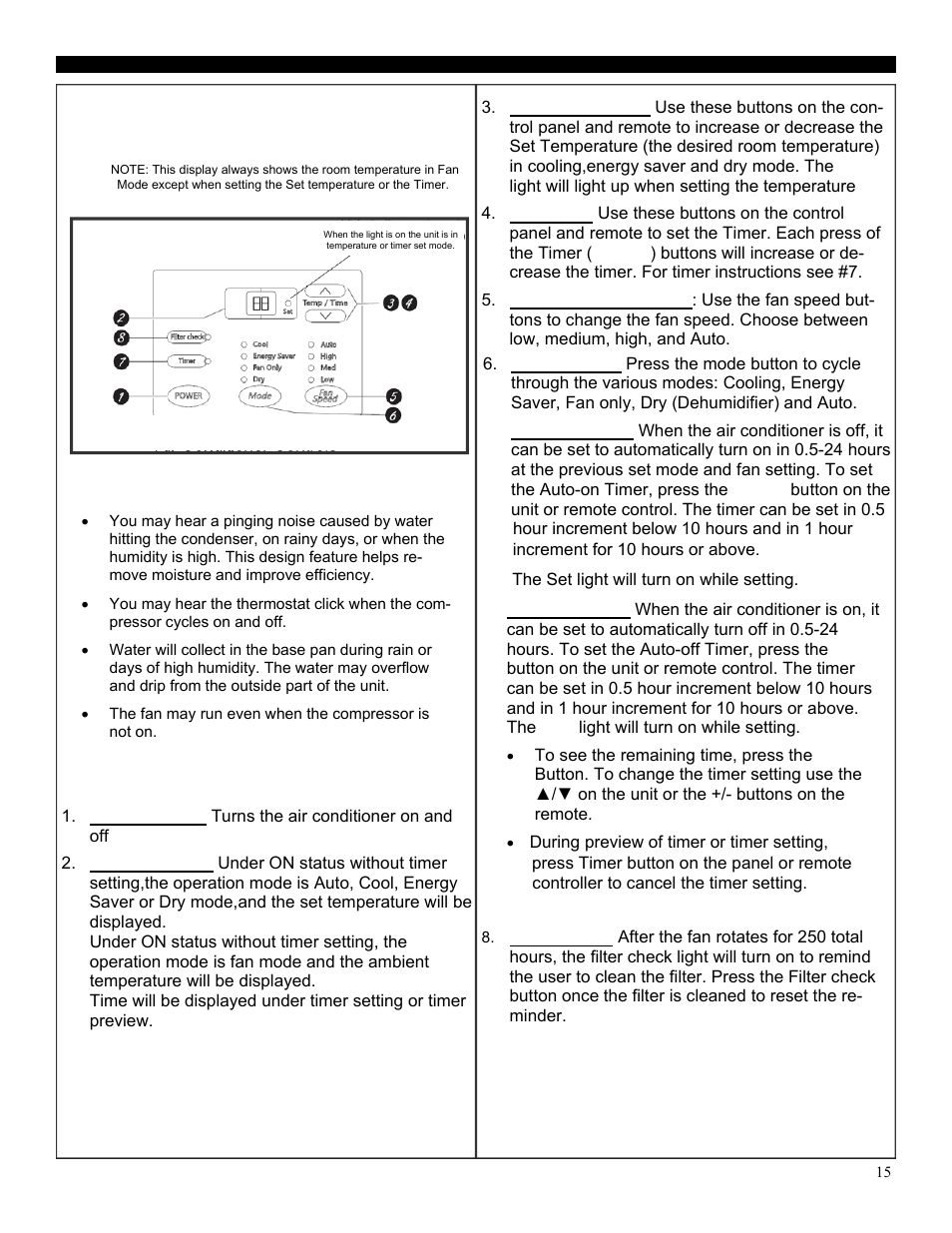 Using your air conditioner | Soleus Air Powered by Gree Electronic Window A/C GM-WAC-15ESE-C User Manual | Page 16 / 24