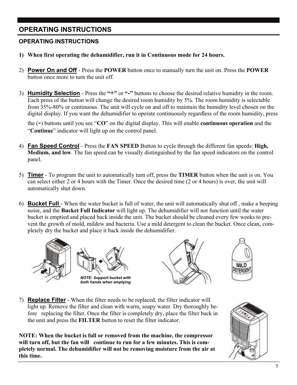 Operating instructions | SoleusAir SG-DEH-70-1A User Manual | Page 5 / 16