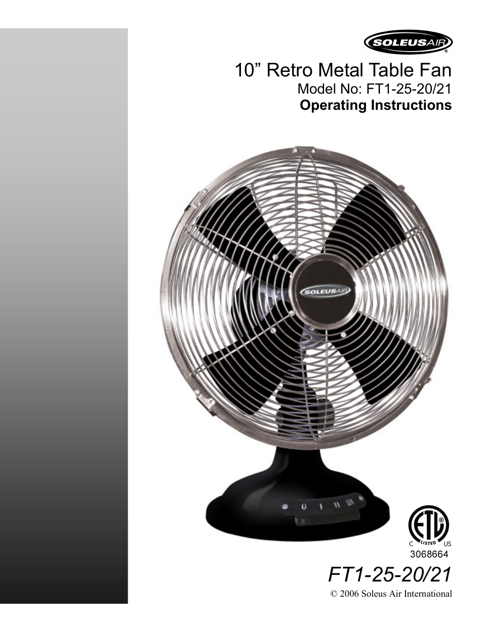 Soleus Air FT1-25-20/21 User Manual | 8 pages