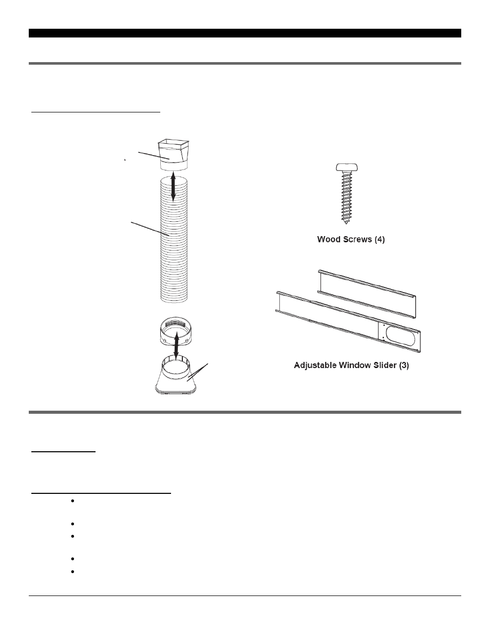 Exhaust hose & adapters, Installation, Mounting the exhaust hose | Parts & window kit assembly | Soleus Air SG-PAC-08E4 User Manual | Page 6 / 15