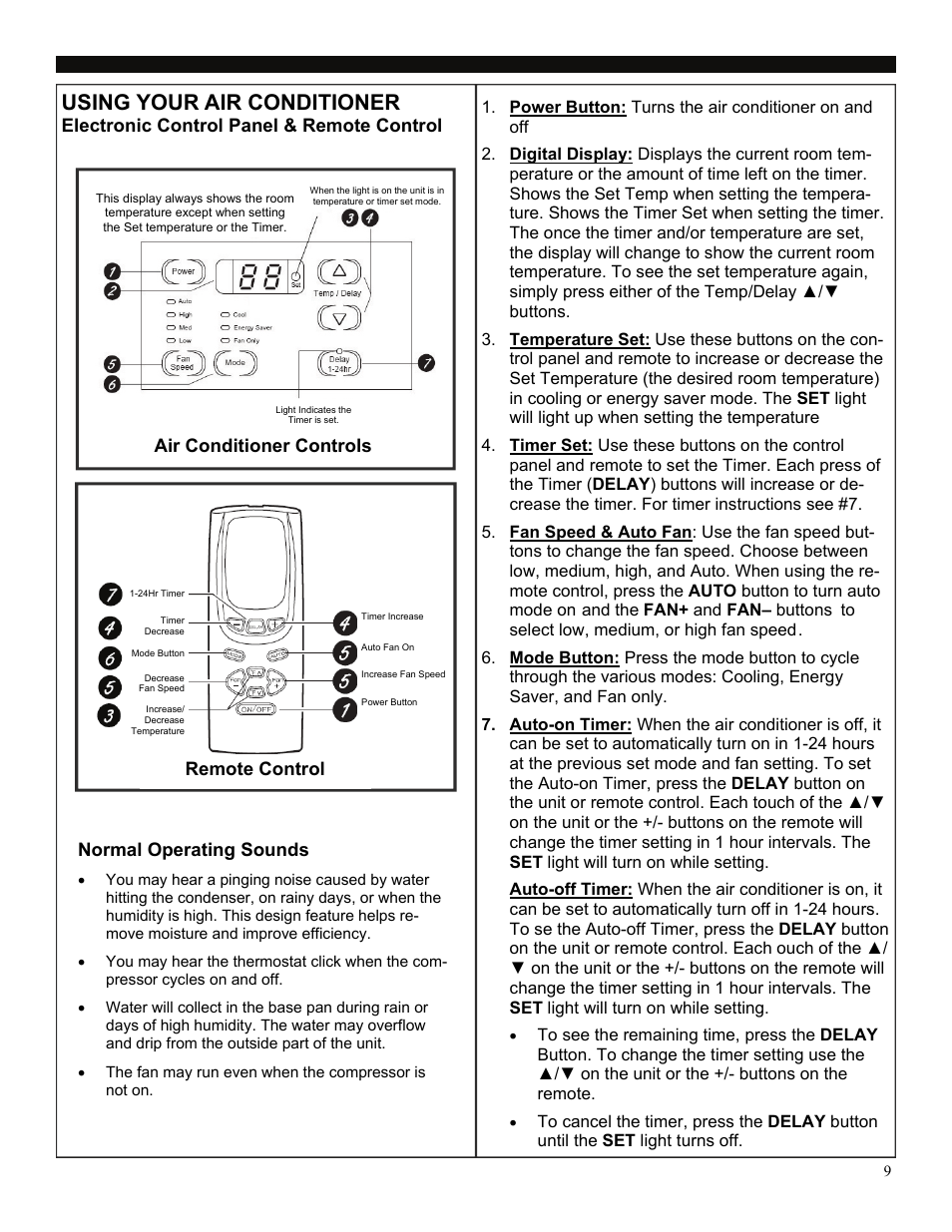 Using your air conditioner | SoleusAir SG-WAC-06ESE User Manual | Page 10 / 16