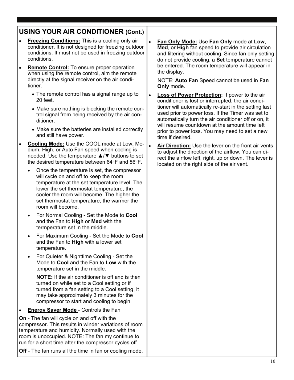 Using your air conditioner | SoleusAir SG-WAC-06ESE User Manual | Page 11 / 16