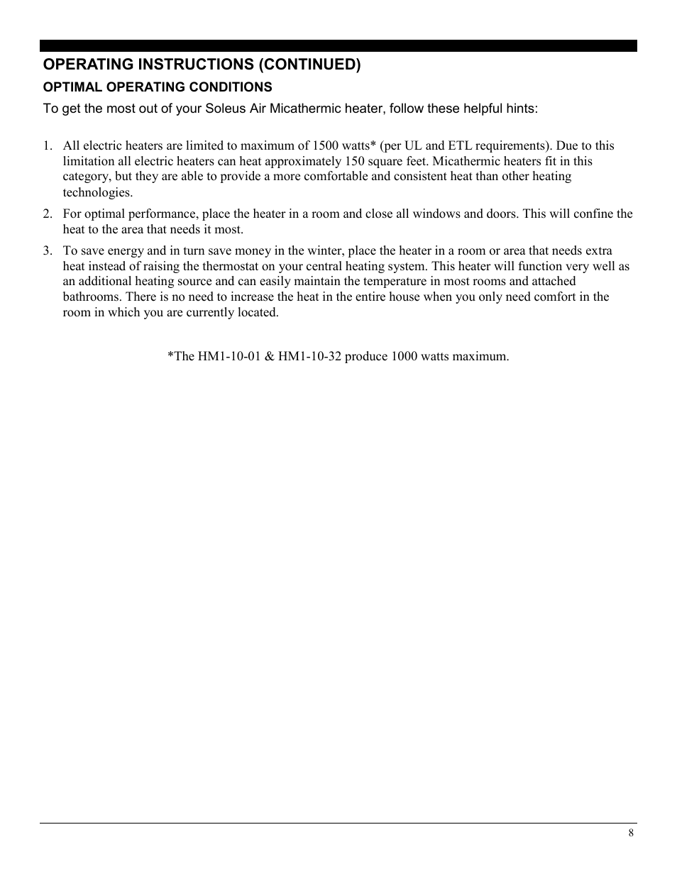 Soleus Air HM1-10-01 User Manual | Page 8 / 10