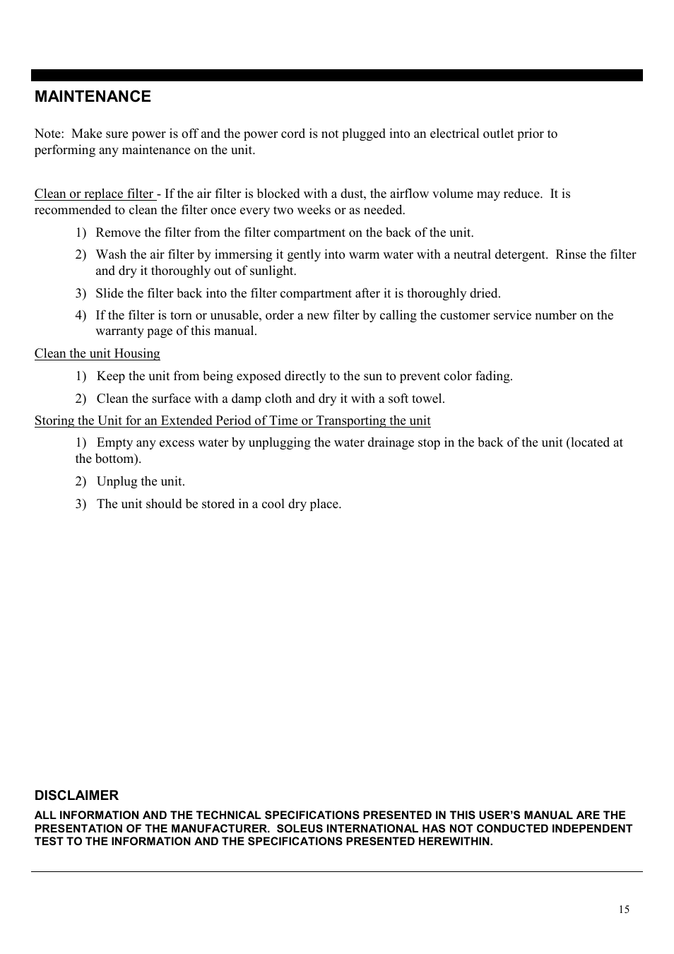 Soleus Air PH4-12R-01 User Manual | Page 15 / 16