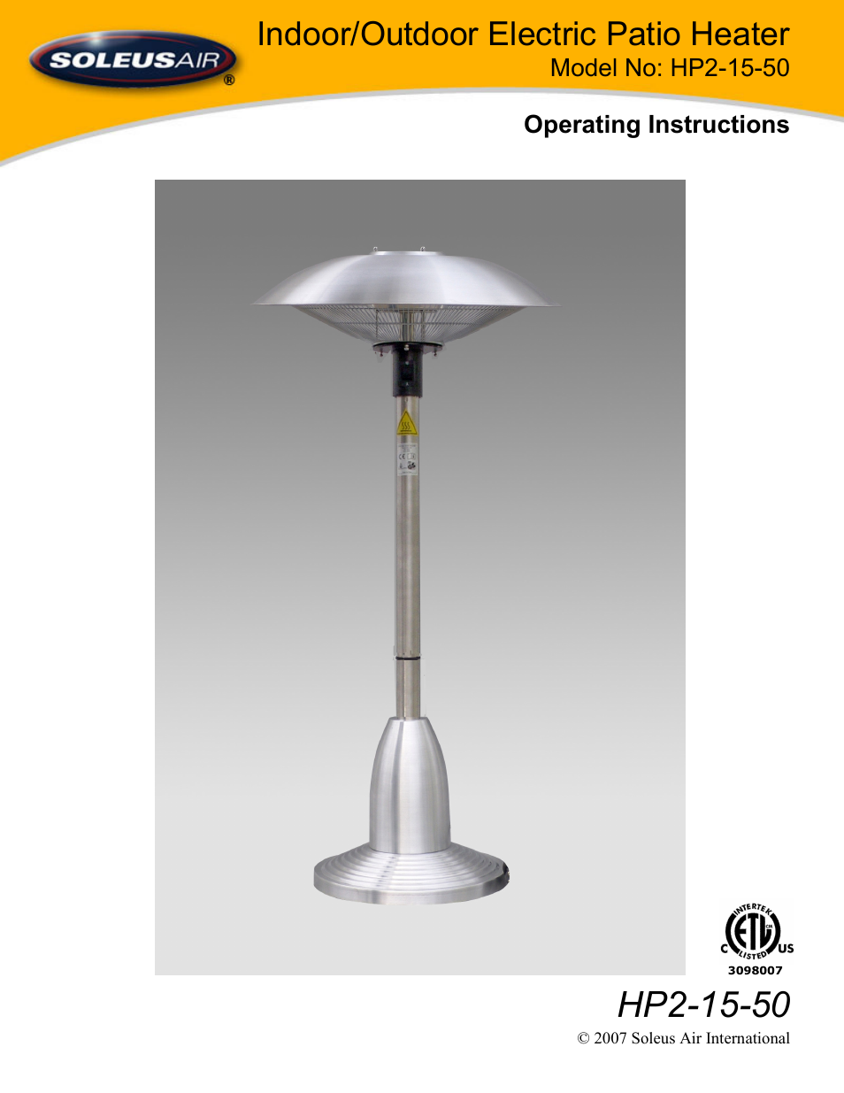 SoleusAir HP2-15-50 User Manual | 10 pages