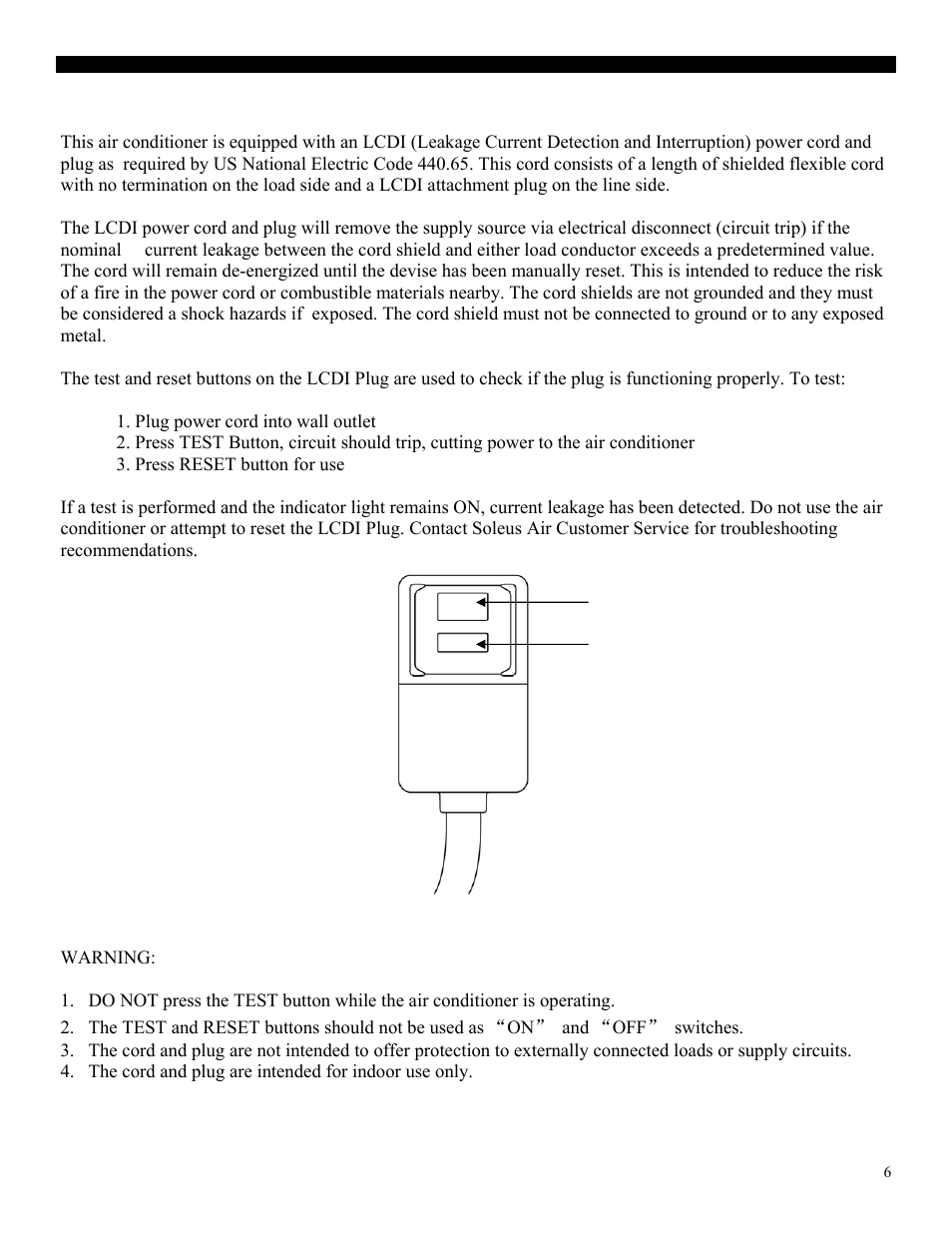 Lcdi power cord and plug | SoleusAir PA1-12R-32 User Manual | Page 6 / 18