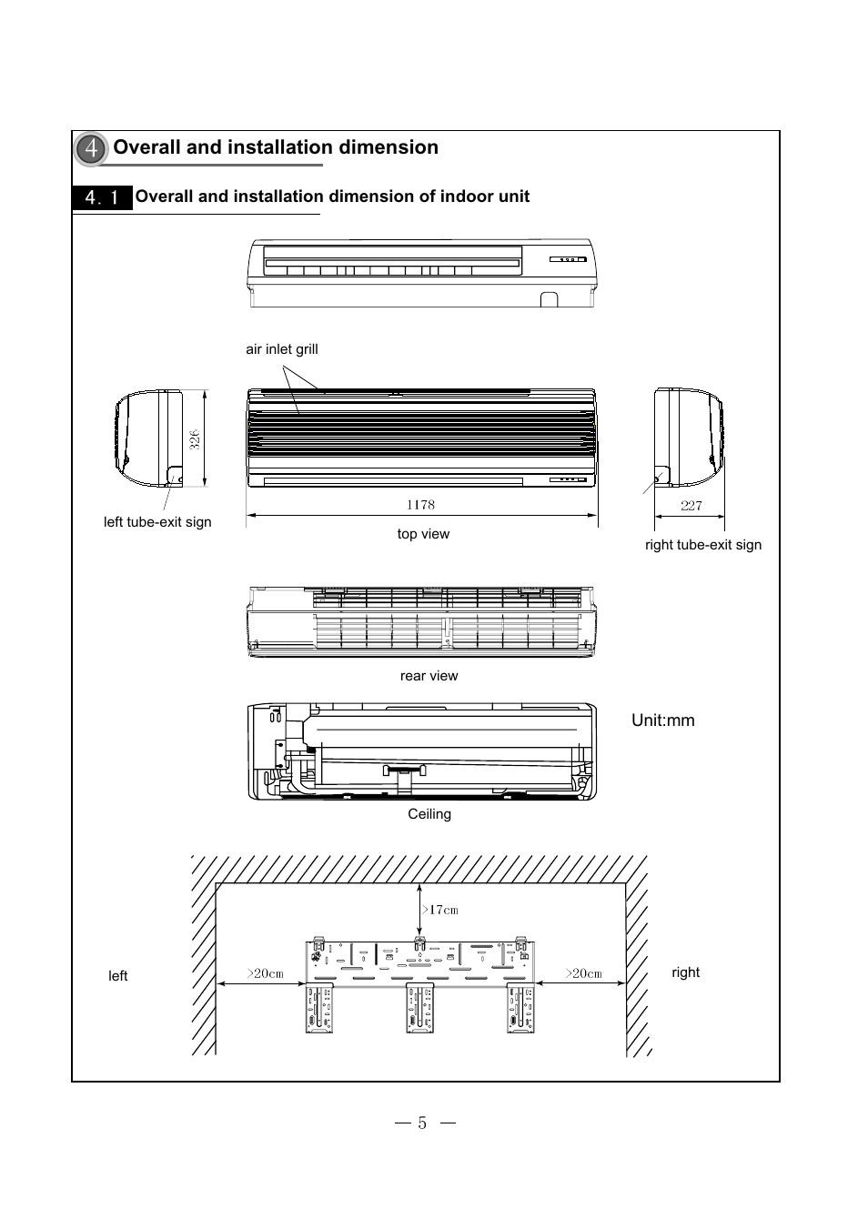 Overall and installation dimension | Soleus Air KFHHP-22 User Manual | Page 5 / 32