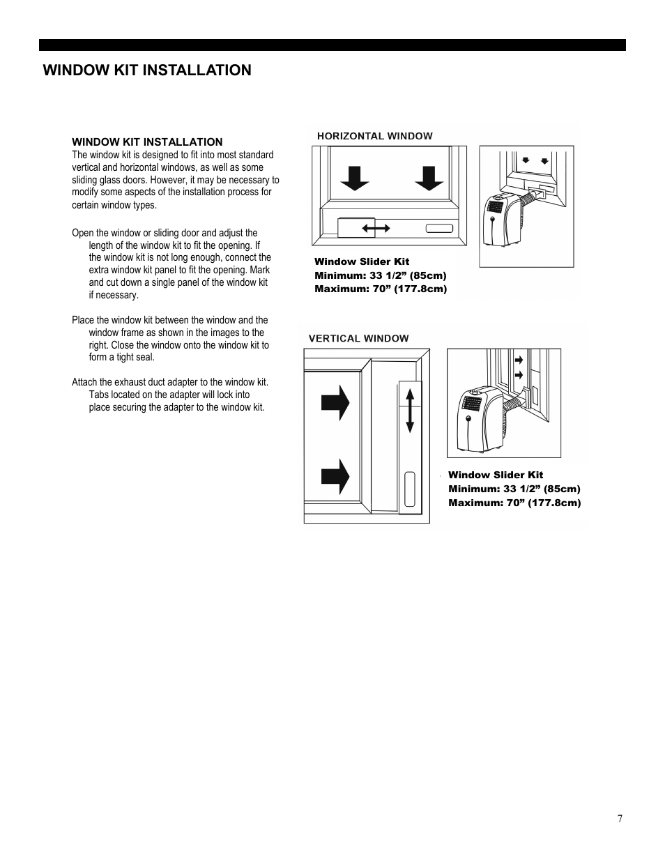 Window kit installation | Soleus Air PE2-07R-62 User Manual | Page 7 / 16