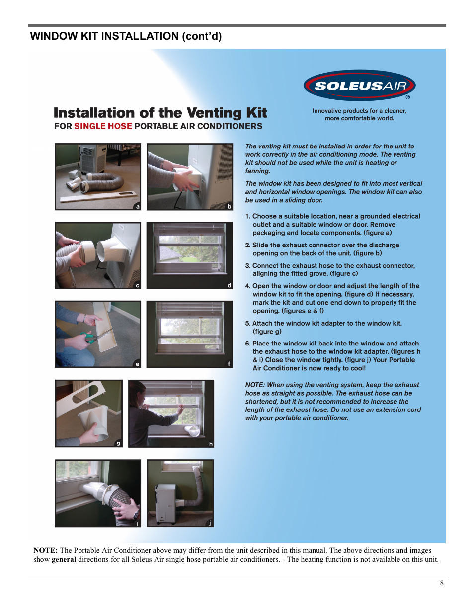 Window kit installation (cont’d) | Soleus Air PE2-07R-62 User Manual | Page 8 / 16