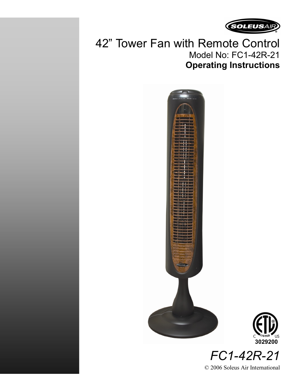 Soleus Air FC1-42R-21 User Manual | 8 pages