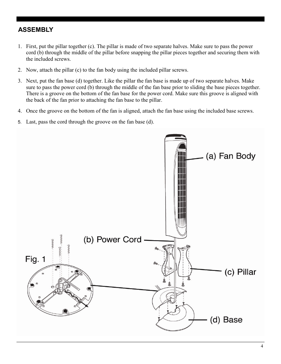 Assembly | Soleus Air FC1-42R-21 User Manual | Page 4 / 8