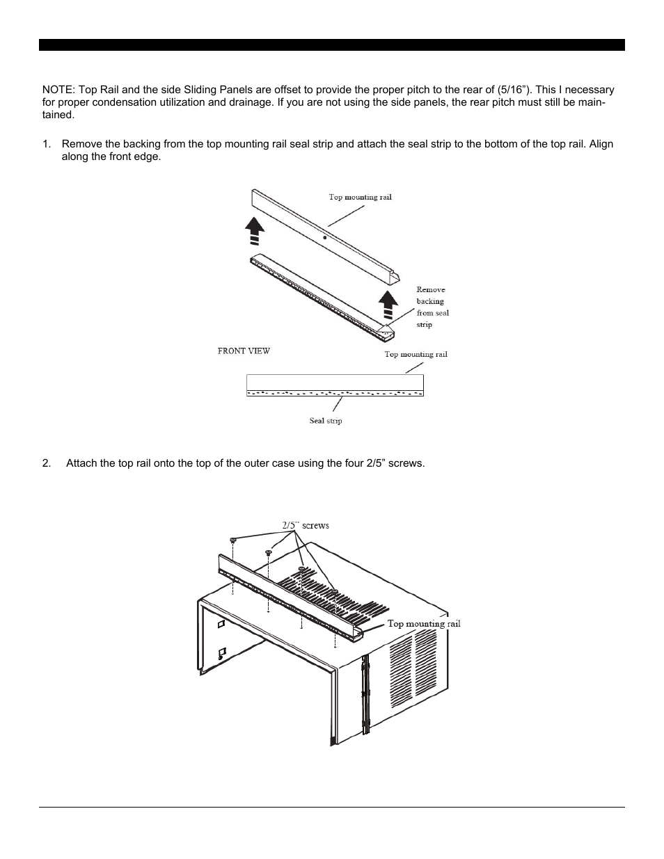 Top rail installation | SoleusAir SG-WAC-10ESE-F User Manual | Page 7 / 17