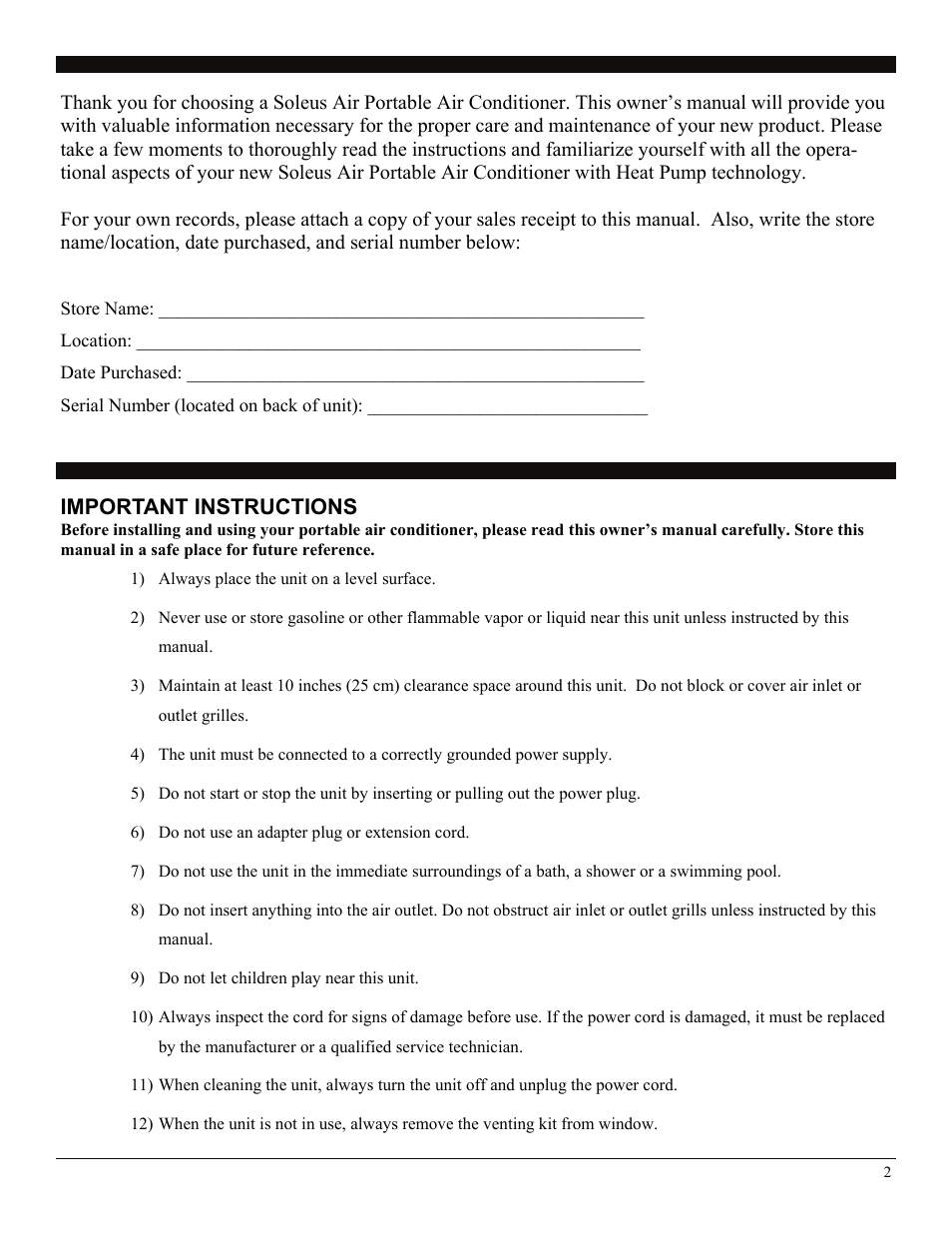 Soleus Air PH3-12R-03 User Manual | Page 2 / 16