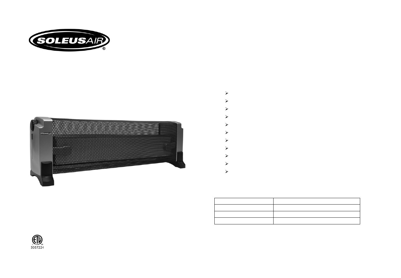 Soleus Air HGW-203 User Manual | 6 pages