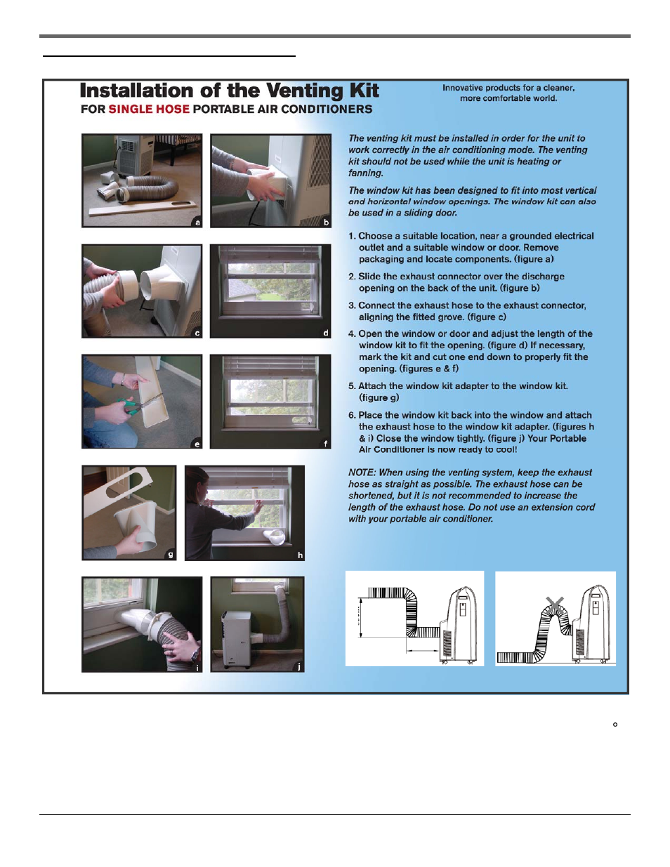 Single hose window kit installation | SoleusAir SG-PAC-12E1HP User Manual | Page 7 / 16