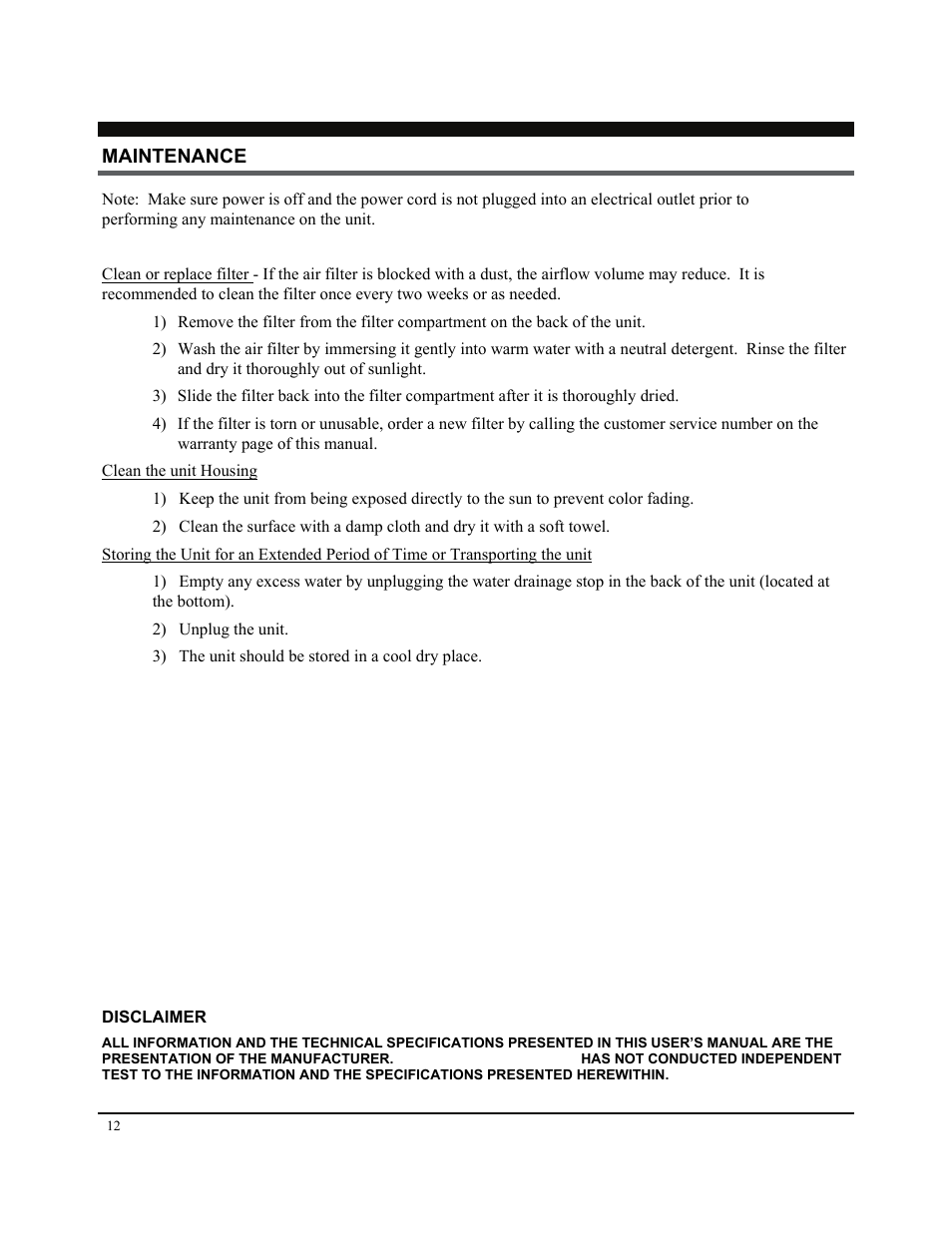 Disclaimer | Soleus Air Portable Air Conditioner GM-PAC-08E3 User Manual | Page 12 / 16