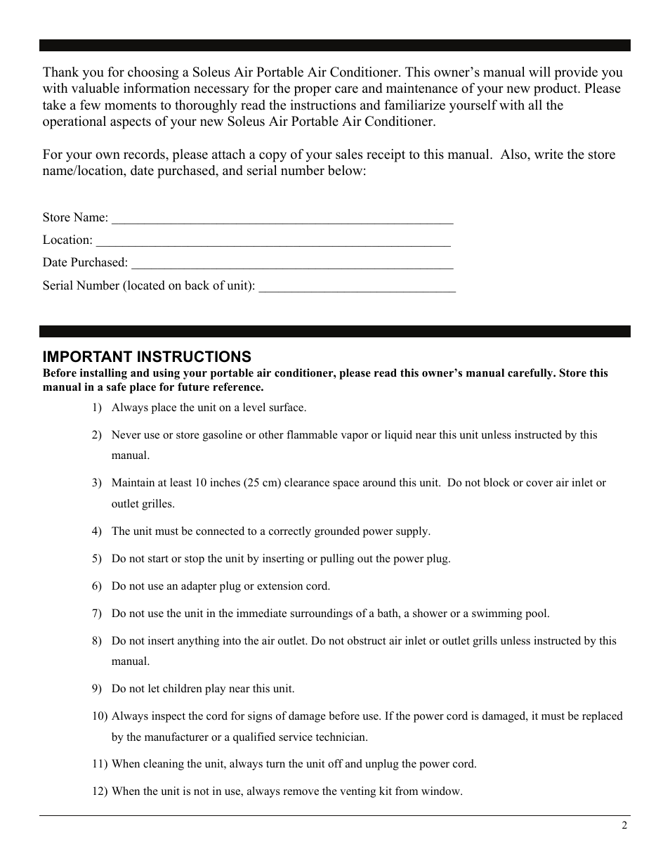 Soleus Air PE2-08R-62 User Manual | Page 2 / 16