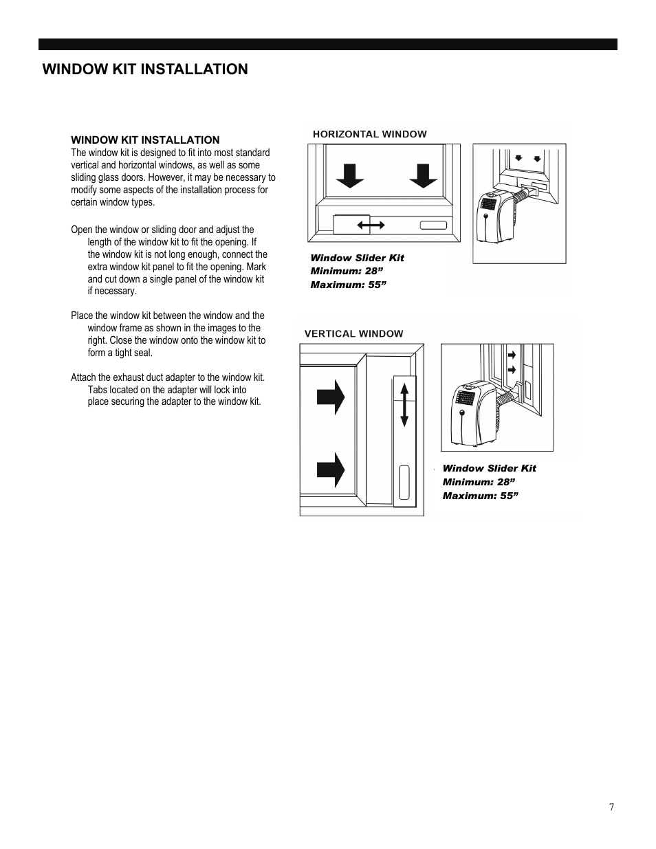 Window kit installation | Soleus Air PE2-08R-62 User Manual | Page 7 / 16