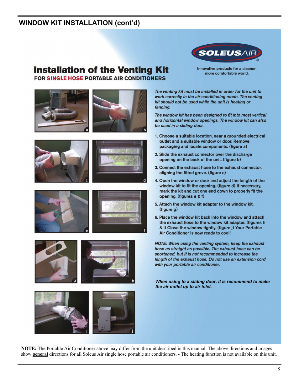 Window kit installation (cont’d) | Soleus Air PE2-08R-62 User Manual | Page 8 / 16