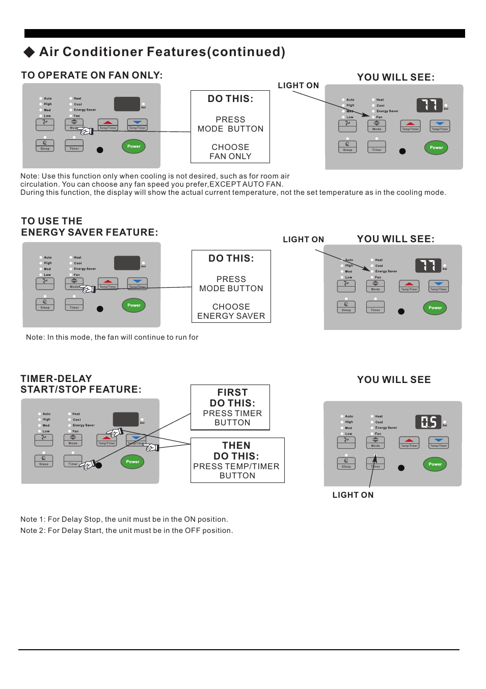 Air conditioner feature s(continued) | SoleusAir SG-TTW-10HC User Manual | Page 12 / 20