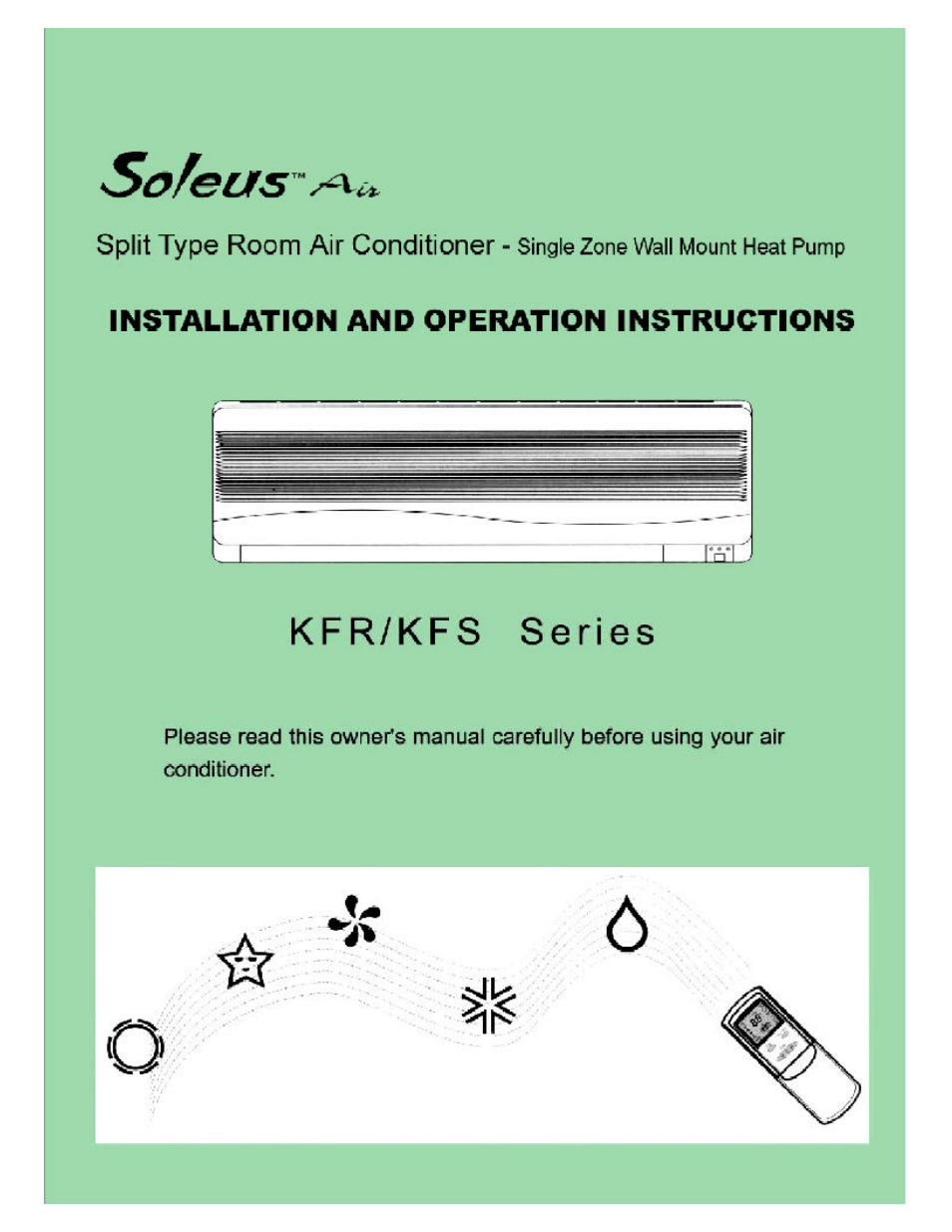 Soleus Air KFR/KFS Series User Manual | 32 pages