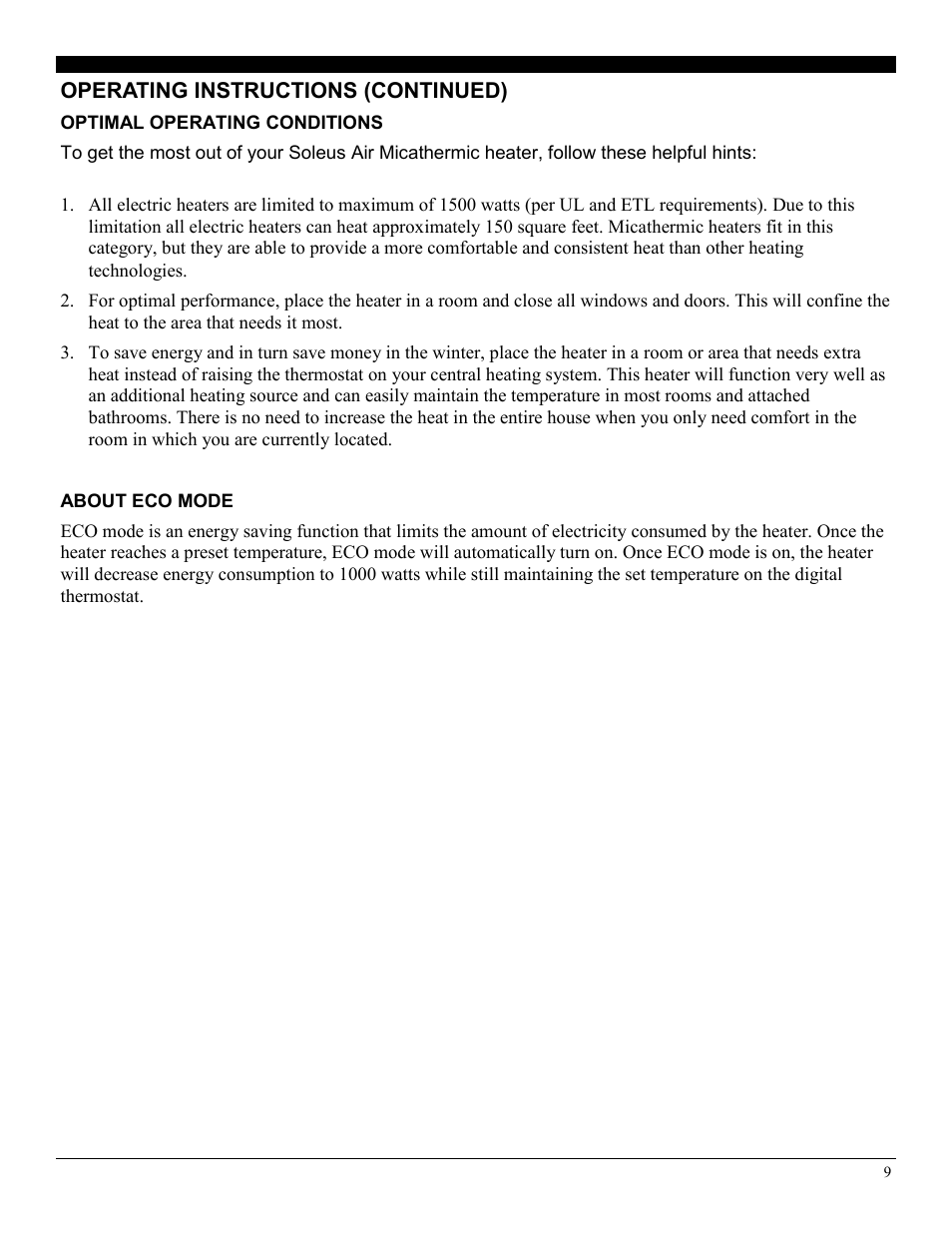Soleus Air HGW-308R User Manual | Page 9 / 11