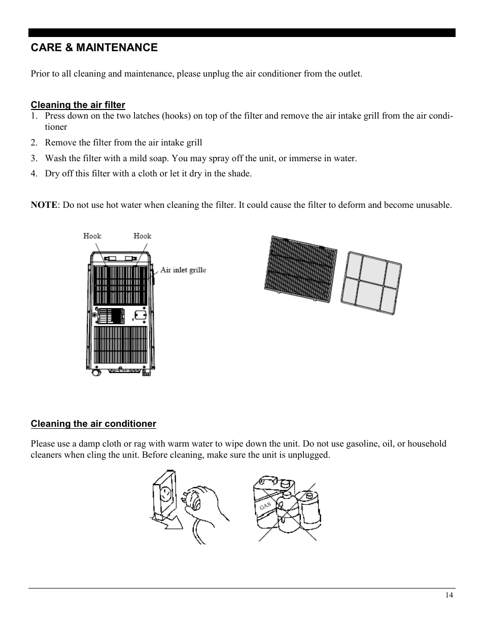Care & maintenance | Soleus Air PE4-11R-03 User Manual | Page 14 / 16
