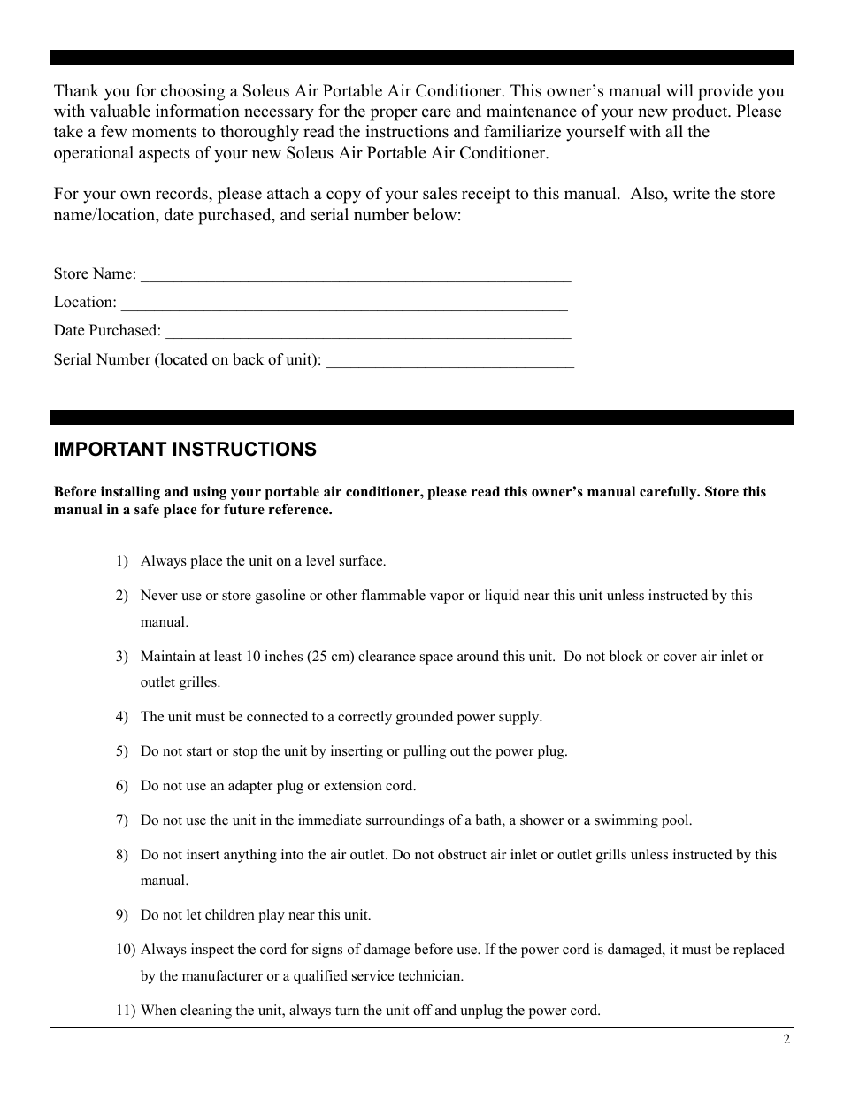 Soleus Air PE4-11R-03 User Manual | Page 2 / 16