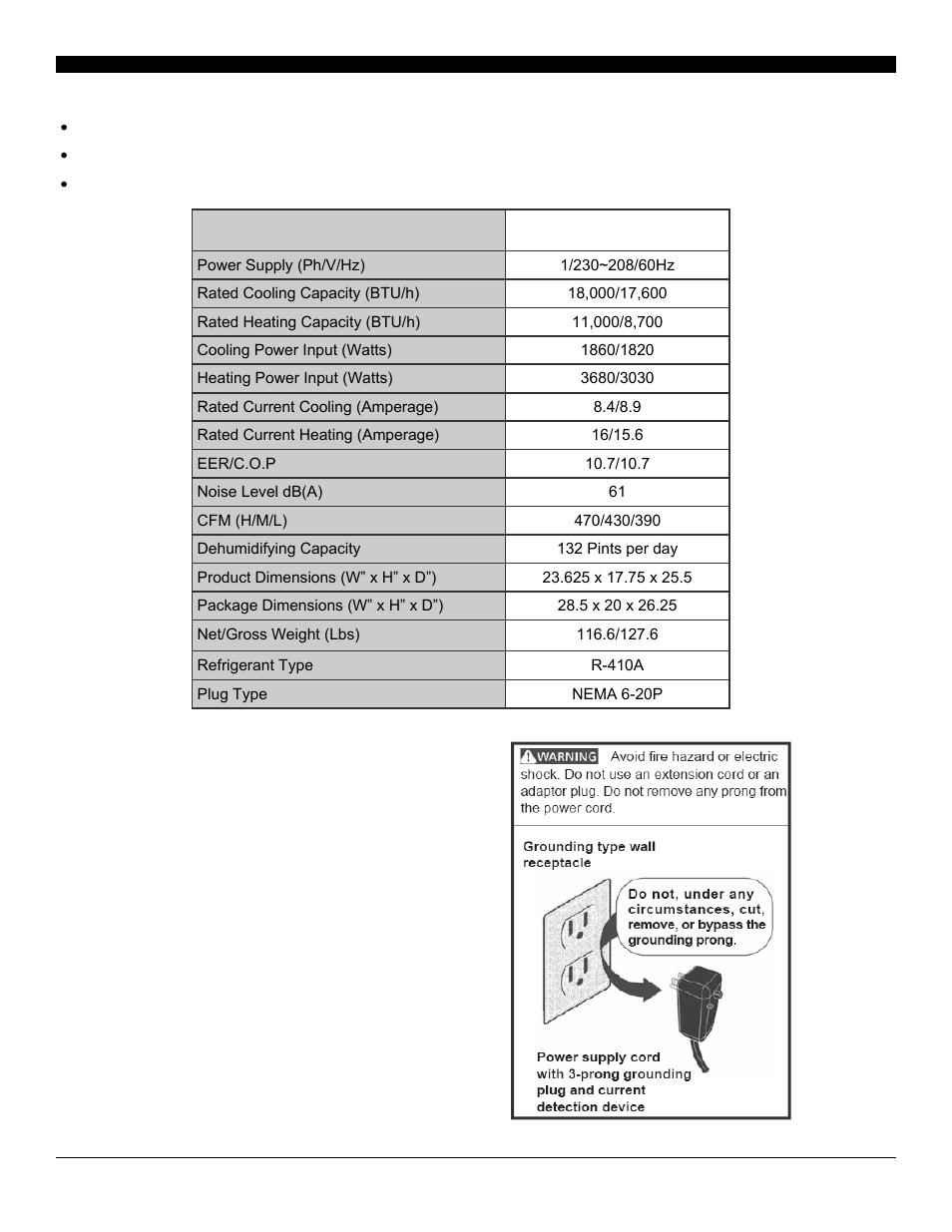 Specifications, Disclaimer | Soleus Air SG-WAC-18HCE User Manual | Page 5 / 20